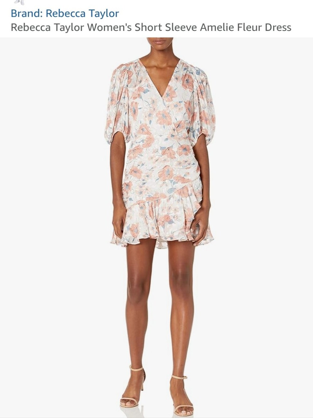 Rebbeca Taylor Amelie Fleur Ruffle Silk Blend Dress Size 16